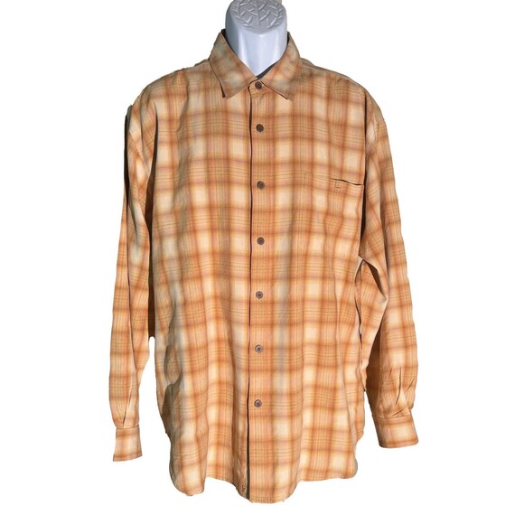 TOMMY BAHAMA Long Sleeve Button Down Silk Shirt Gold Large - Picture 1 of 6
